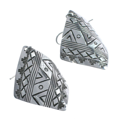 Native American Genuine Sterling Silver Hook Dangle Earrings JX123176